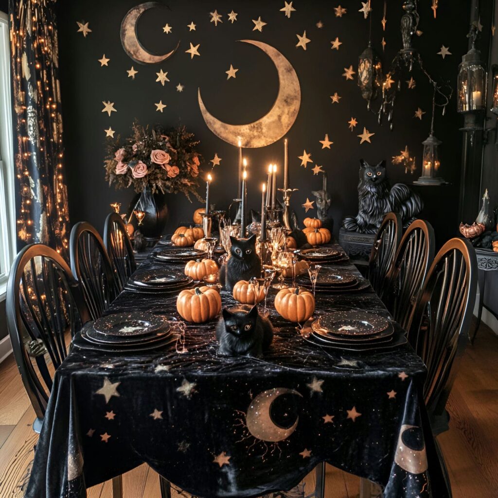 03. Mystical Black Cat & Moonlit Tablescape