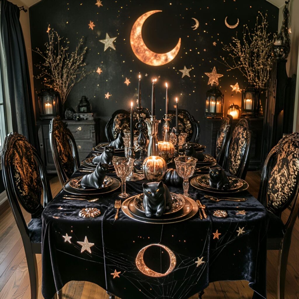 03. Mystical Black Cat & Moonlit Tablescape