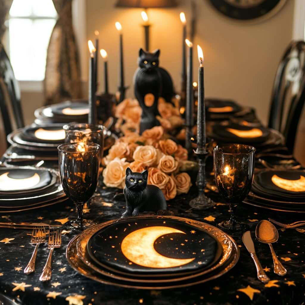 03. Mystical Black Cat & Moonlit Tablescape