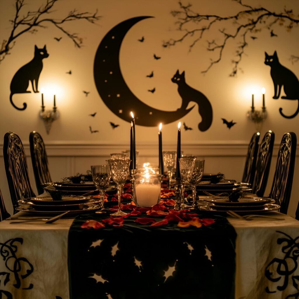 03. Mystical Black Cat & Moonlit Tablescape