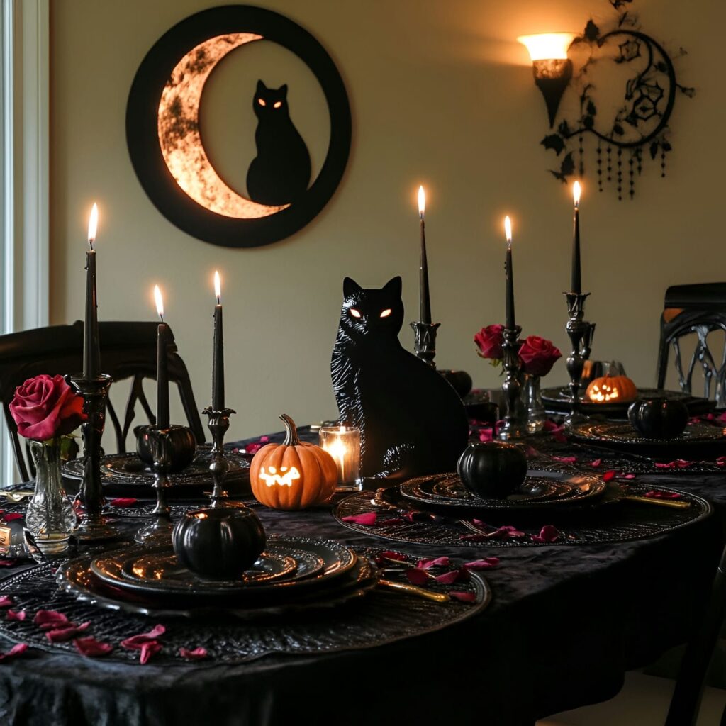 03. Mystical Black Cat & Moonlit Tablescape