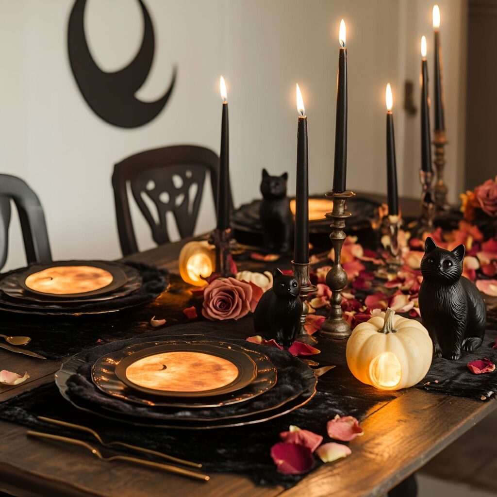 03. Mystical Black Cat & Moonlit Tablescape