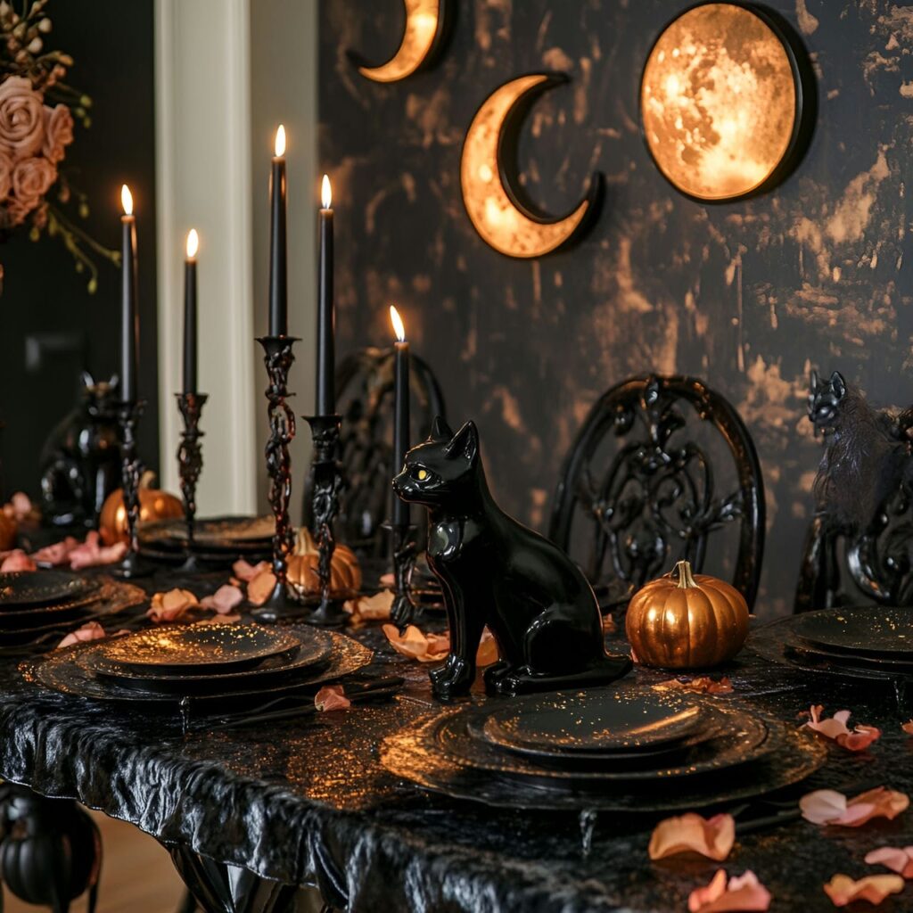 03. Mystical Black Cat & Moonlit Tablescape