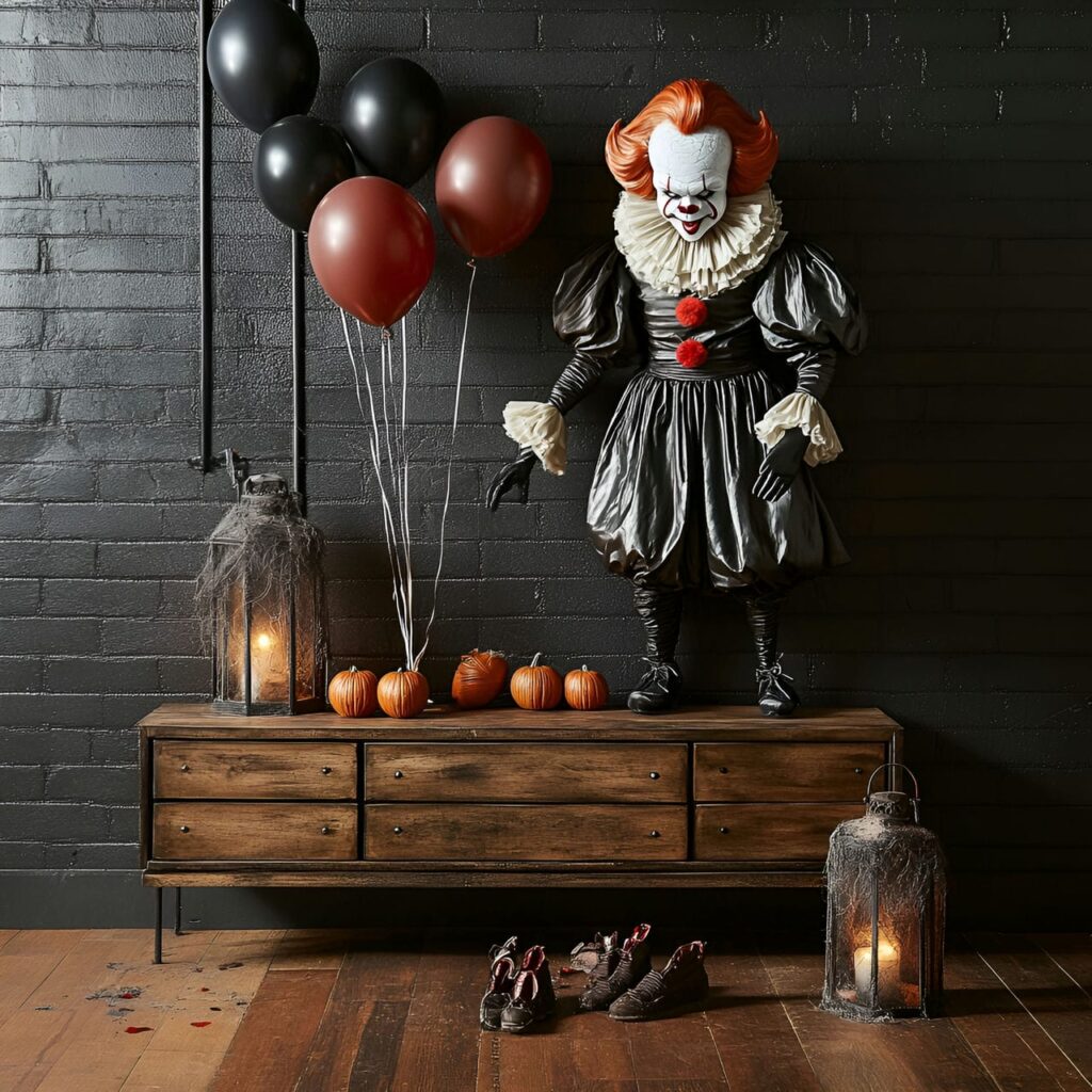 07. Pennywise’s Haunting Entryway with Red Balloon Garlands