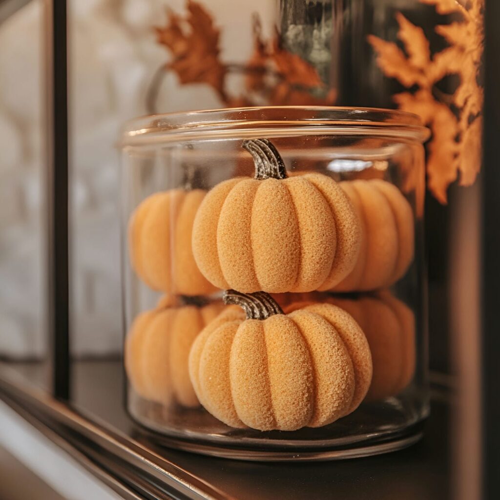 23. Pumpkin Bath Bomb Display with Fragrant Festive Element