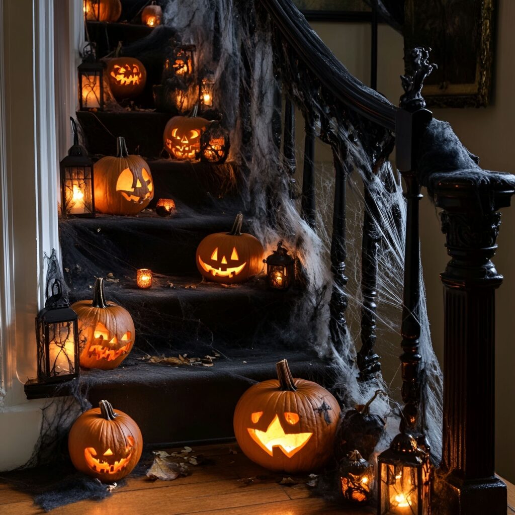 09. Rustic Halloween Staircase Décor