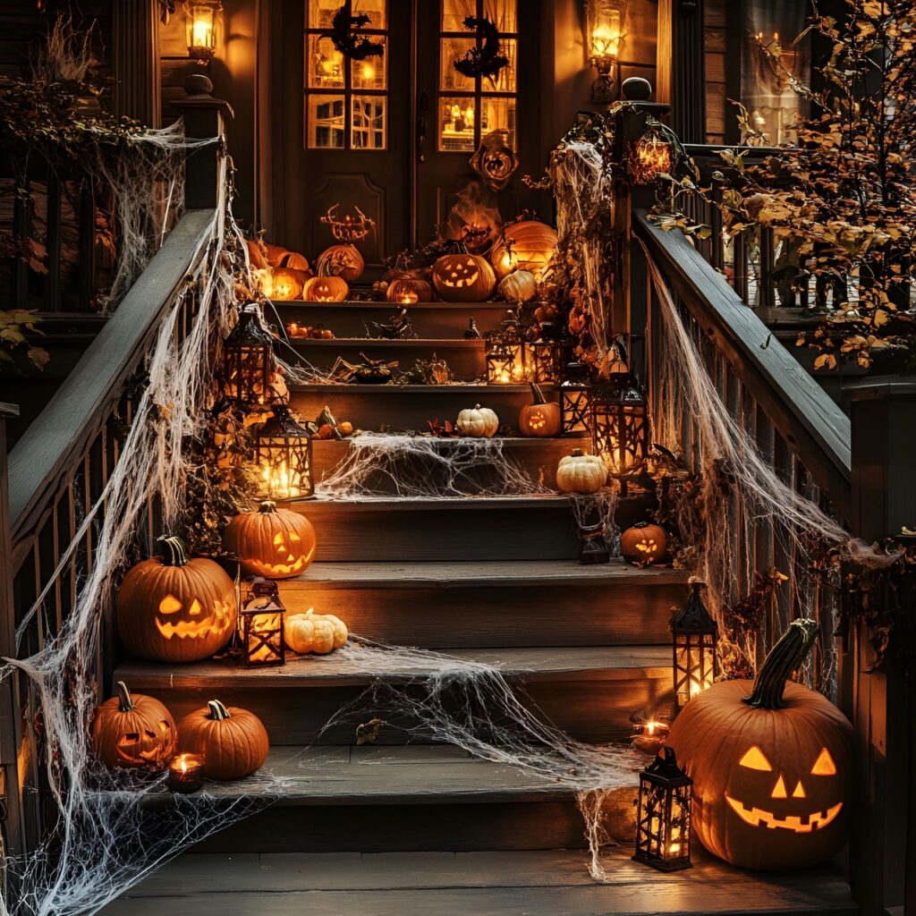 09. Rustic Halloween Staircase Décor