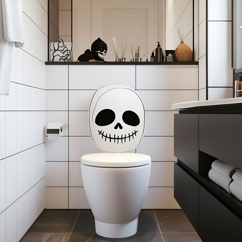 04. Skeleton Toilet Cover with Playful Spooky Touch