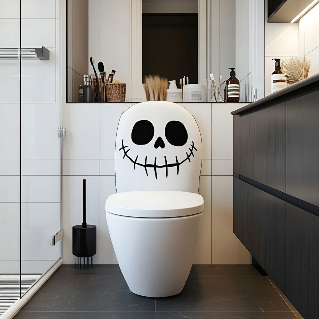 04. Skeleton Toilet Cover with Playful Spooky Touch