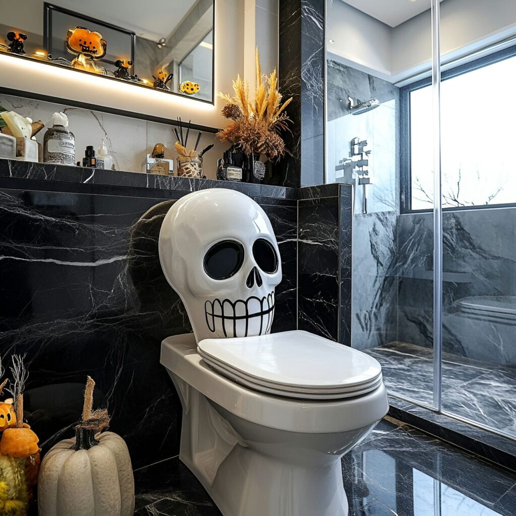 04. Skeleton Toilet Cover with Playful Spooky Touch