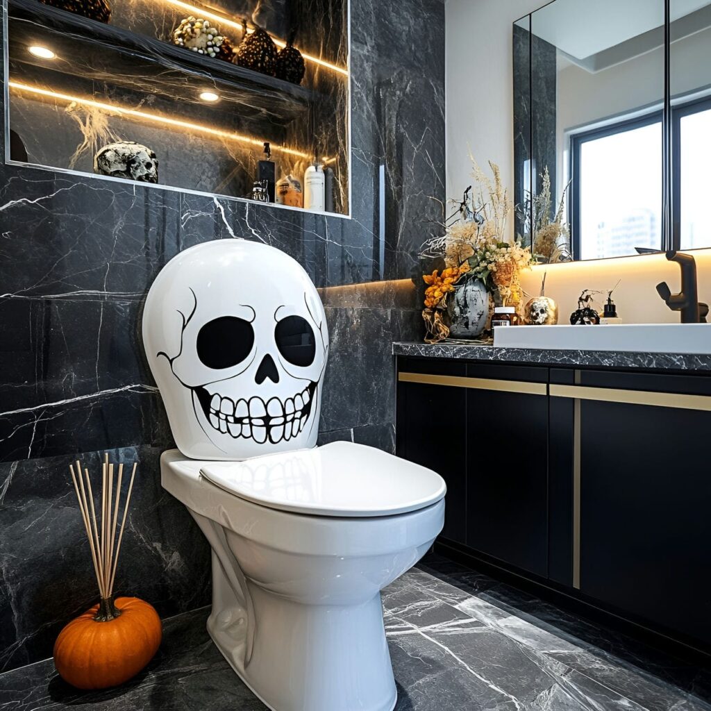 04. Skeleton Toilet Cover with Playful Spooky Touch