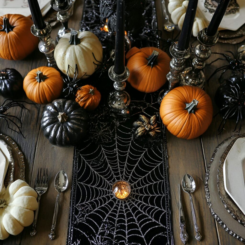 16. Spiderweb Elegance Table Décor