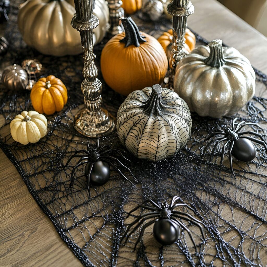 16. Spiderweb Elegance Table Décor