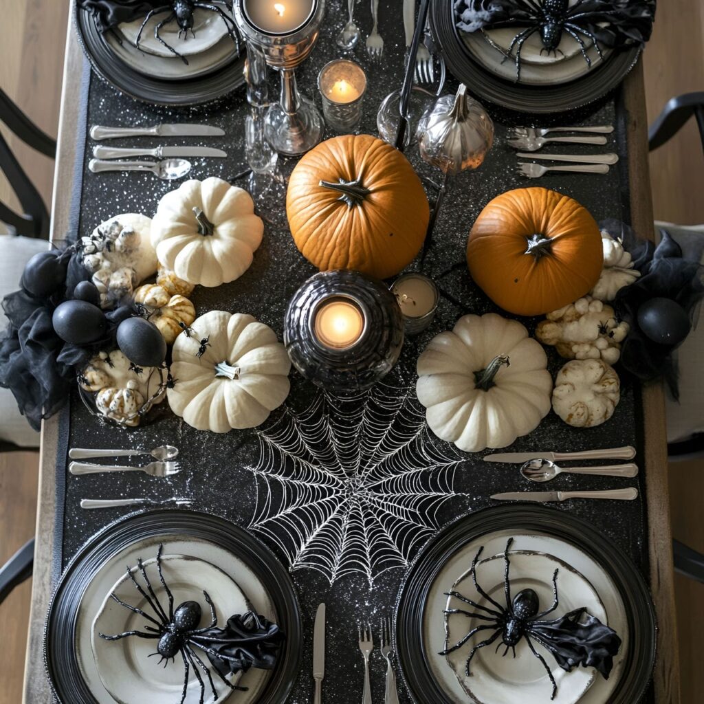 16. Spiderweb Elegance Table Décor