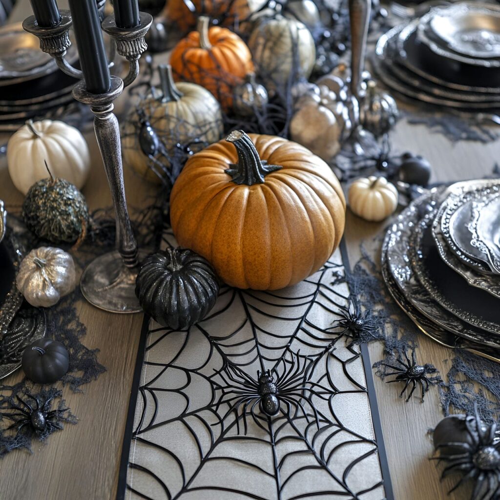 16. Spiderweb Elegance Table Décor