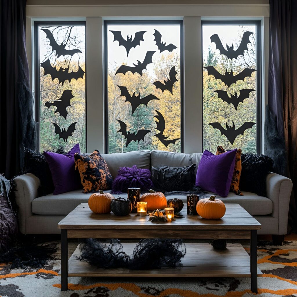 20. Spooky Silhouette Soiree with DIY Witch and Bat Decor