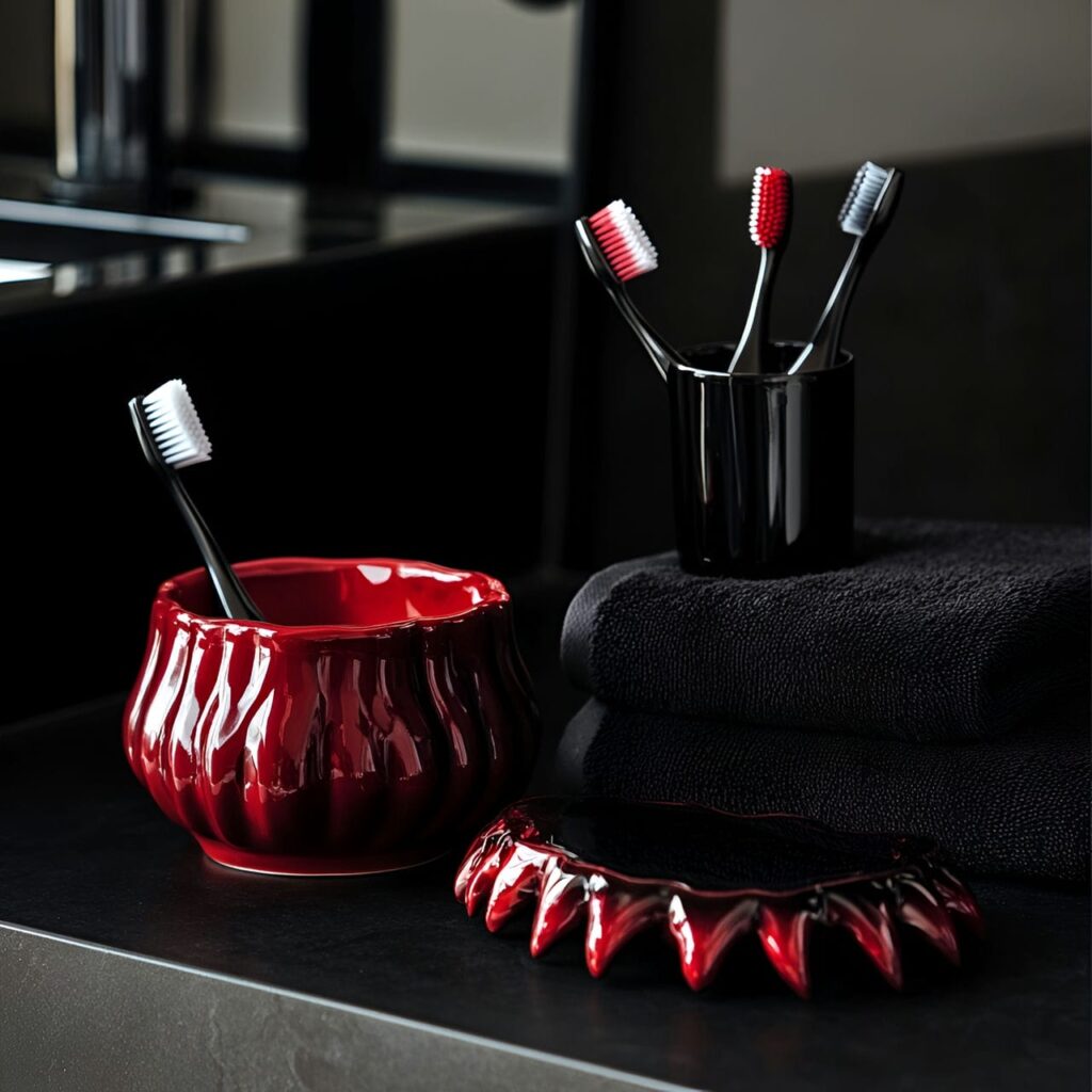 17. Vampire-themed Bathroom Accessories with Blood-Red Soap Dish