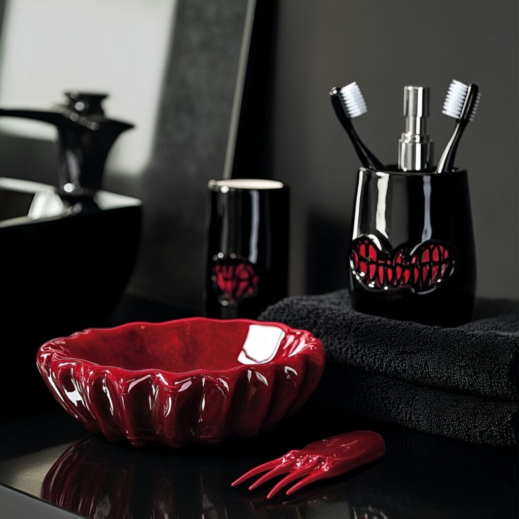 17. Vampire-themed Bathroom Accessories with Blood-Red Soap Dish