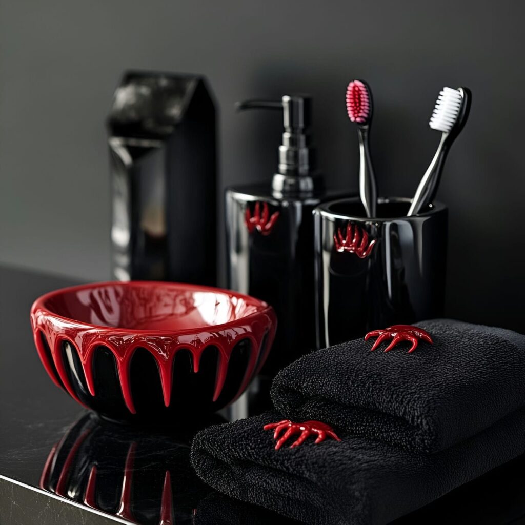 17. Vampire-themed Bathroom Accessories with Blood-Red Soap Dish