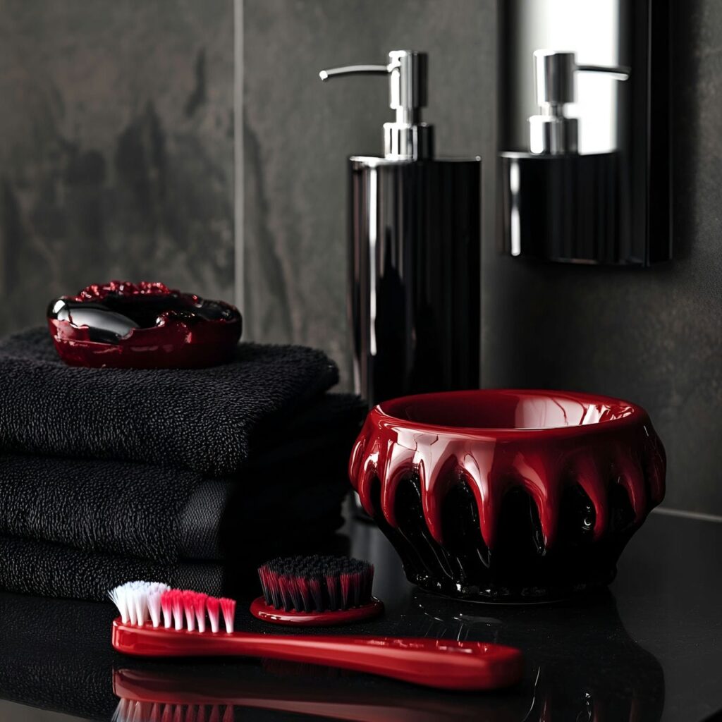 17. Vampire-themed Bathroom Accessories with Blood-Red Soap Dish