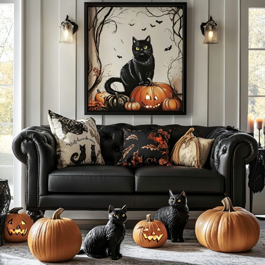 08. Whimsical Black Cat Halloween Retreat with Playful Decor