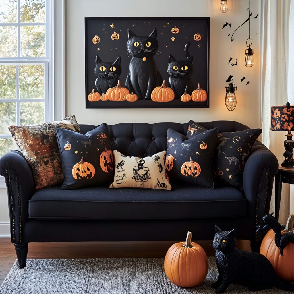 08. Whimsical Black Cat Halloween Retreat with Playful Decor