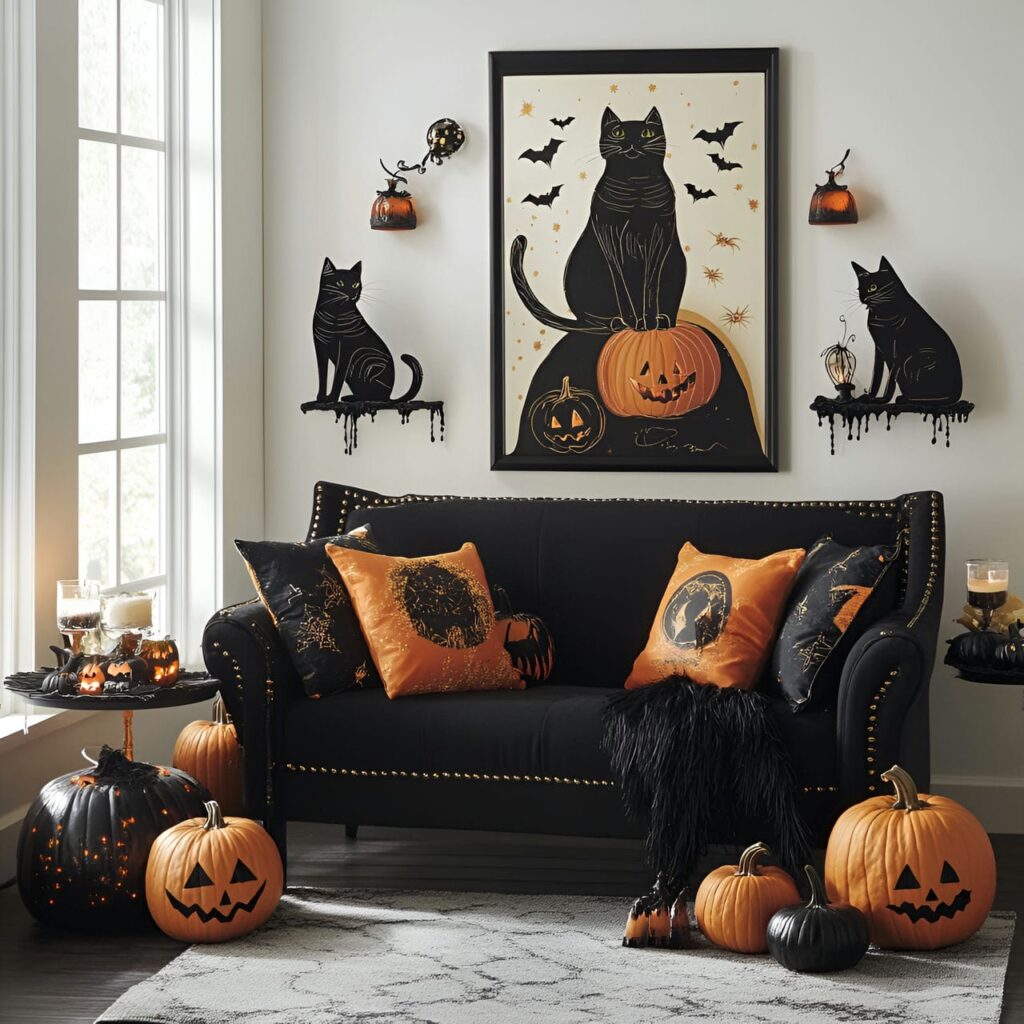 08. Whimsical Black Cat Halloween Retreat with Playful Decor