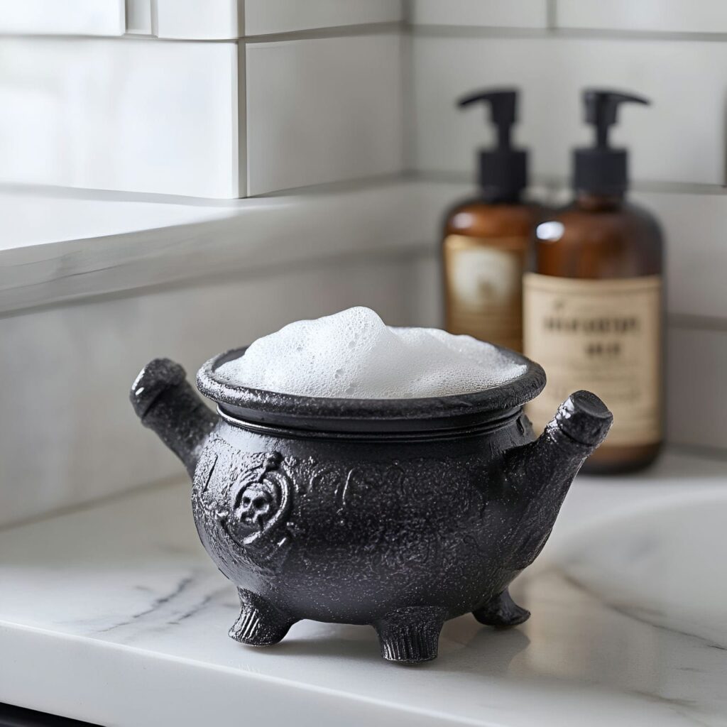 21. Witch’s Cauldron Soap Dish with Bubbling Foam