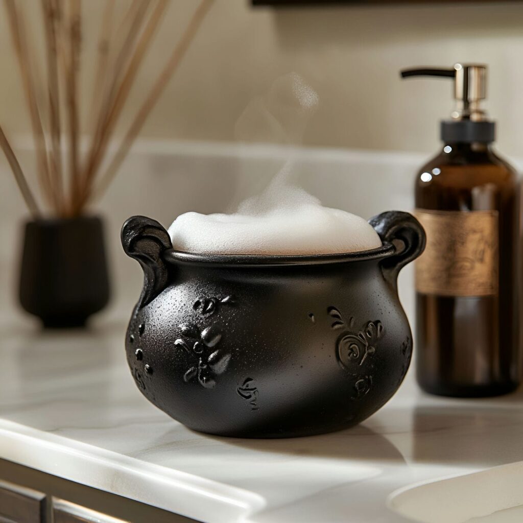 21. Witch’s Cauldron Soap Dish with Bubbling Foam