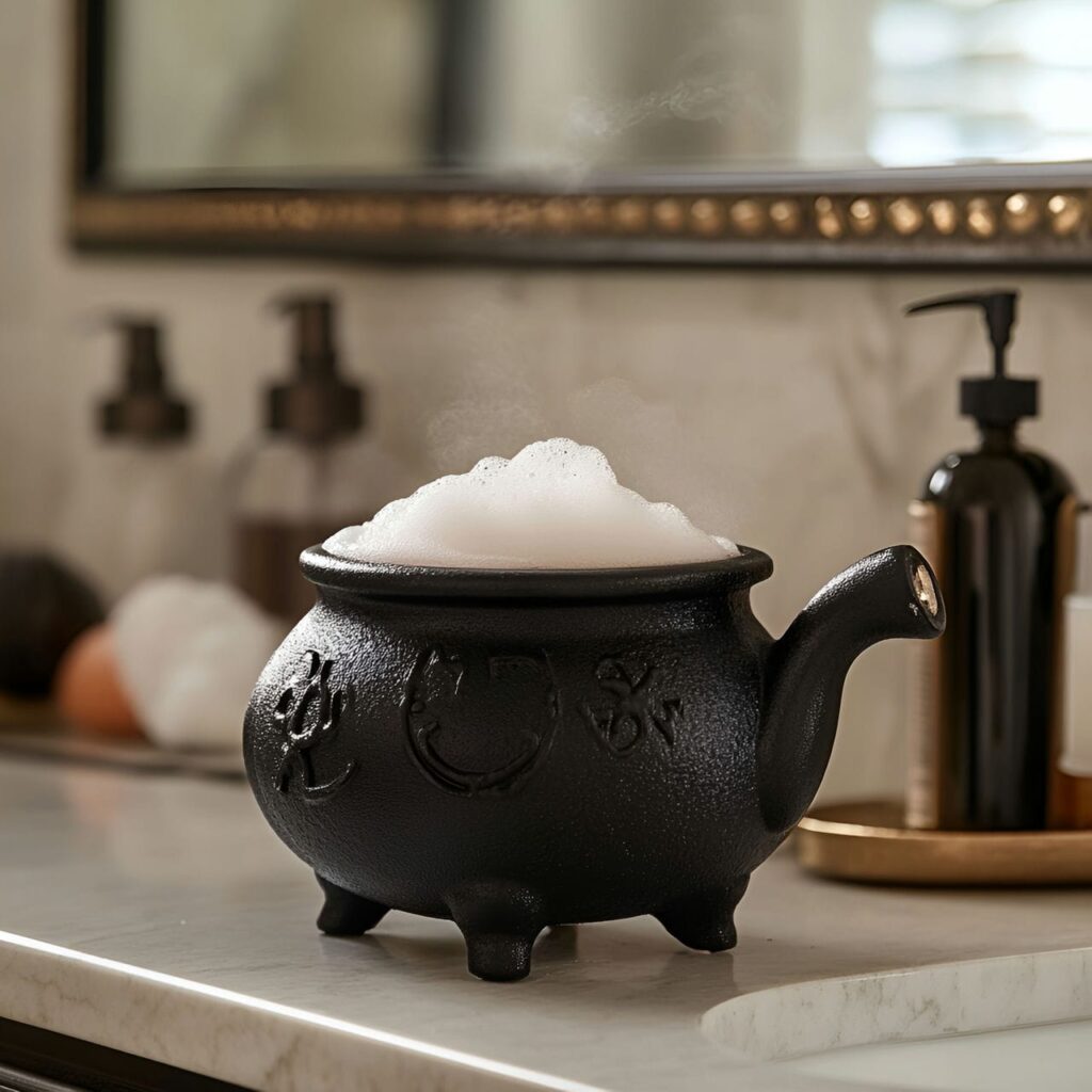 21. Witch’s Cauldron Soap Dish with Bubbling Foam