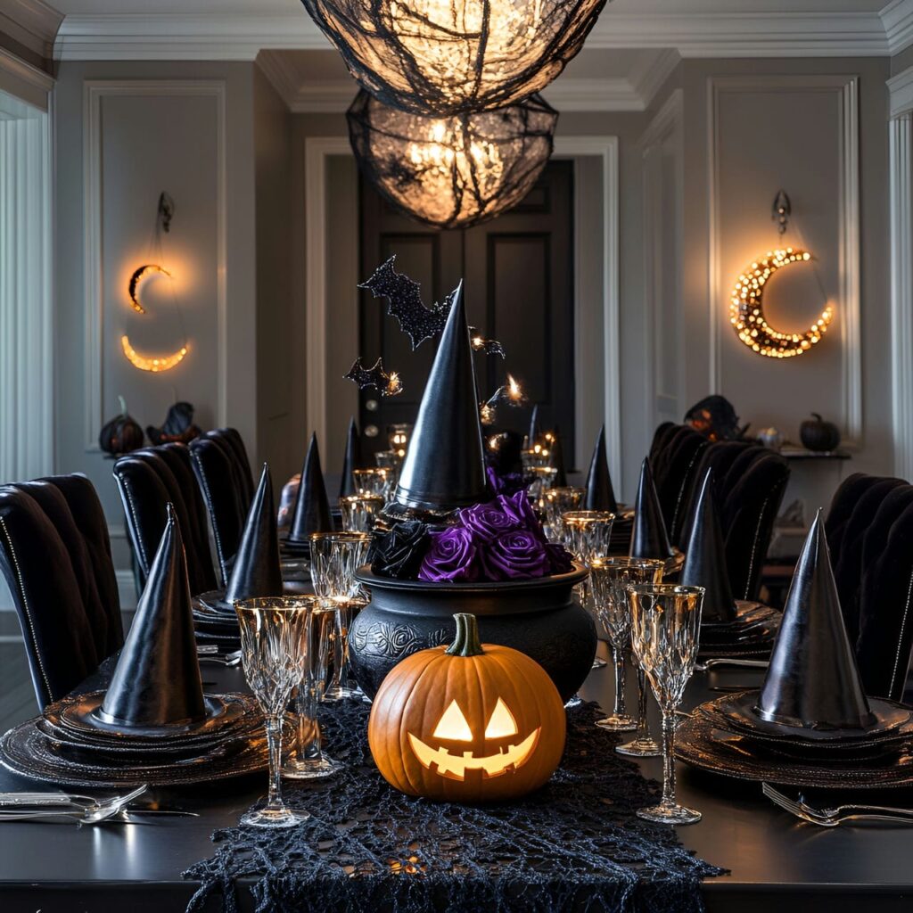 04. Witch Hat-Themed Elegant Dining Room