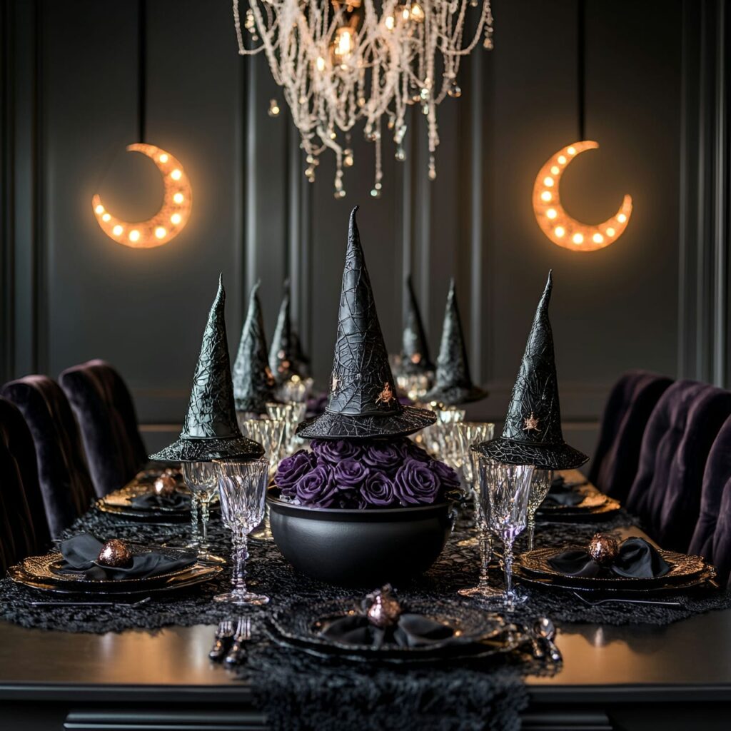 04. Witch Hat-Themed Elegant Dining Room