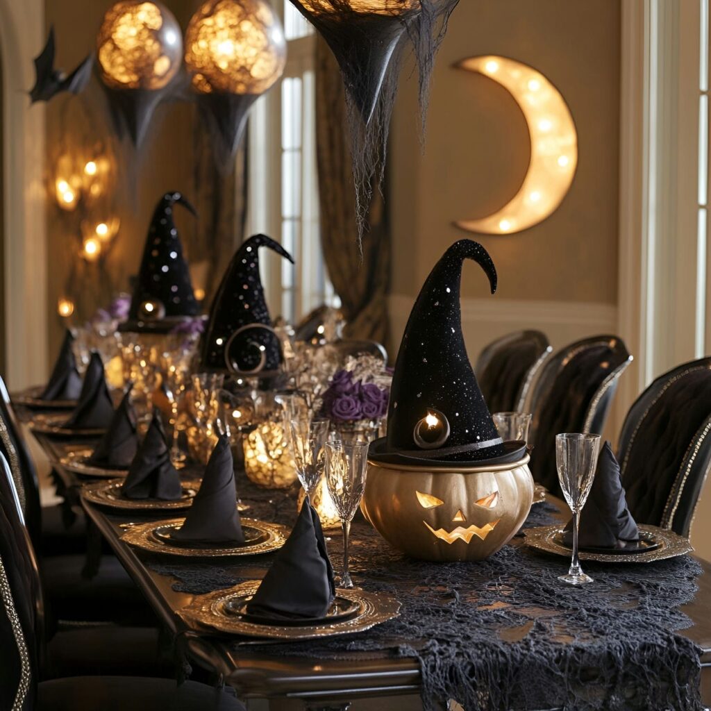 04. Witch Hat-Themed Elegant Dining Room