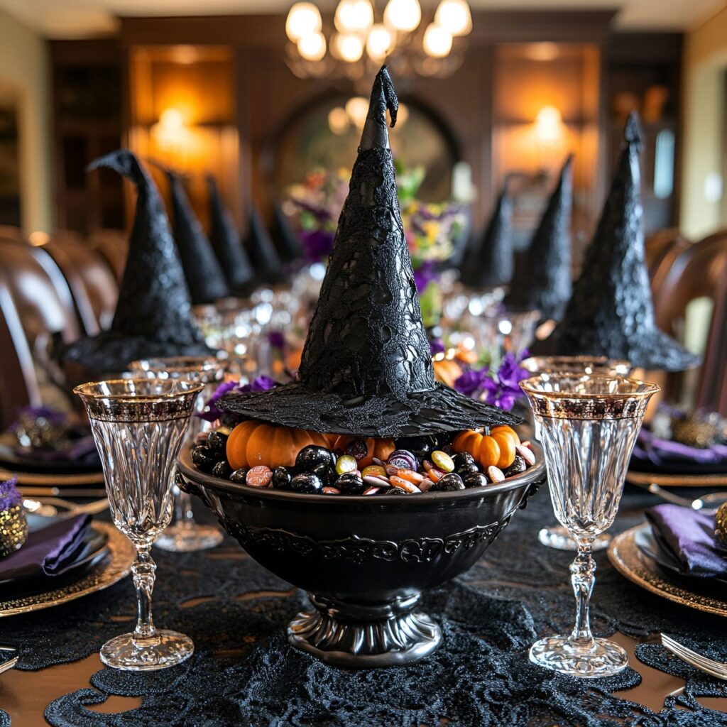 04. Witch Hat-Themed Elegant Dining Room