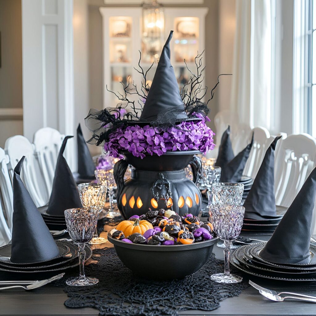 04. Witch Hat-Themed Elegant Dining Room