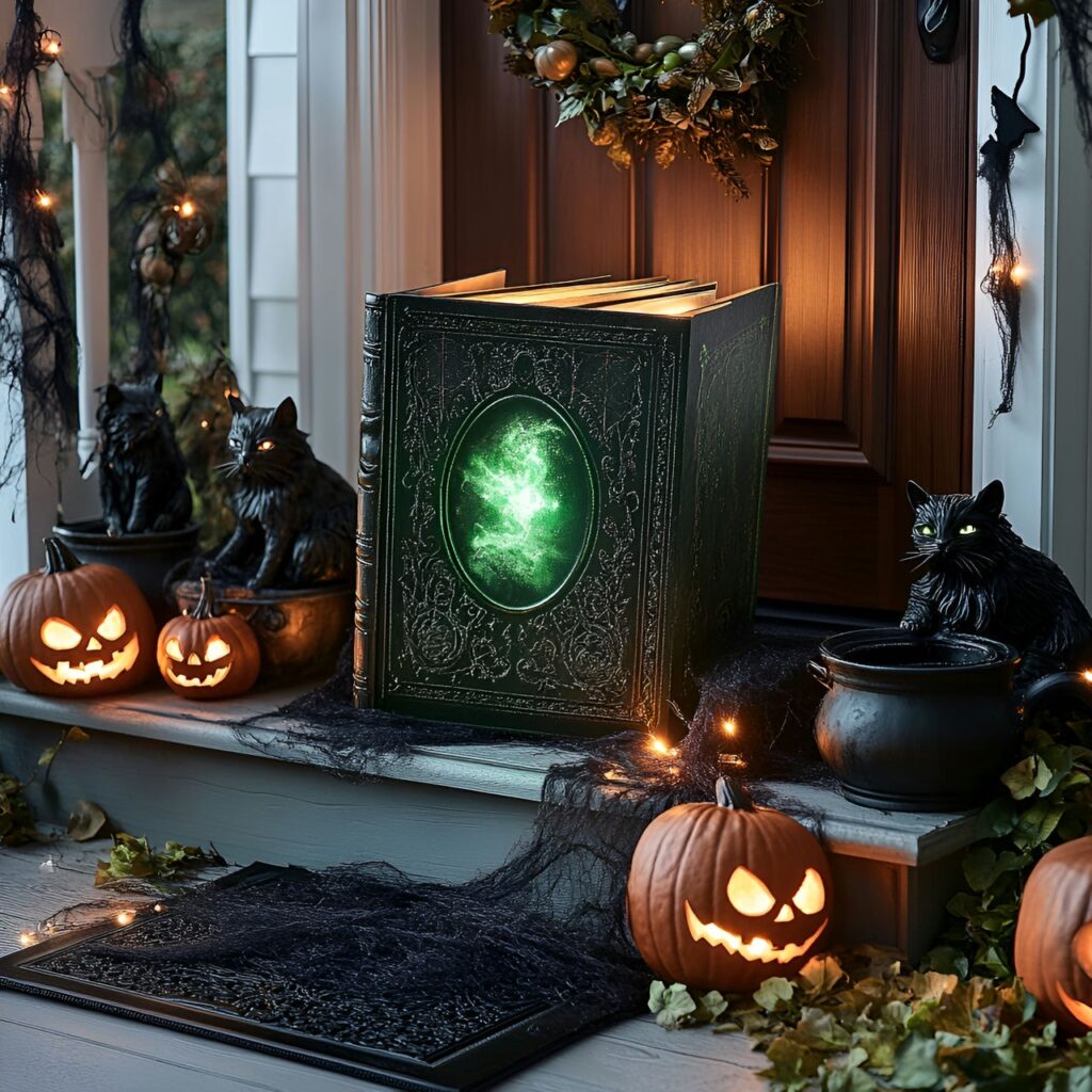 14. Witch’s Spellbook and Black Cat Guardians