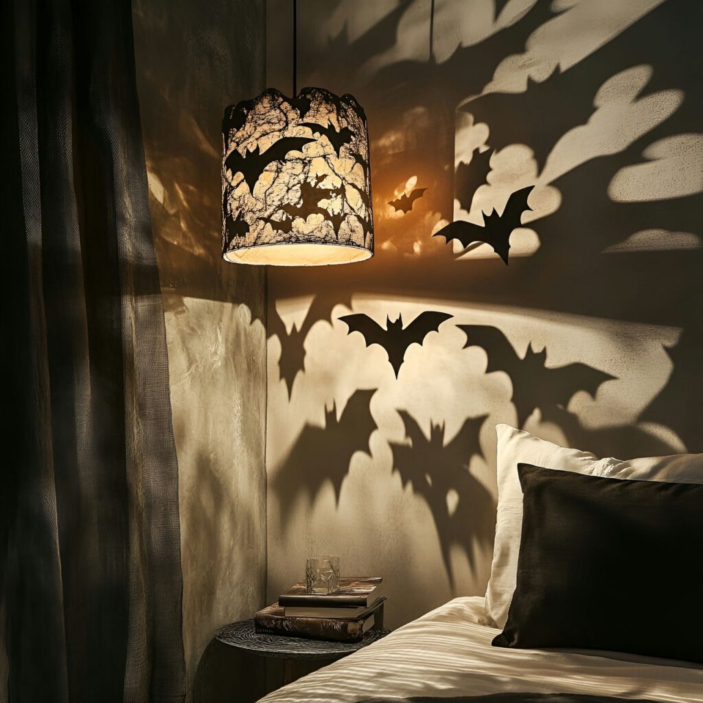 10. Bat-themed Wall Decals with Dynamic Halloween Design