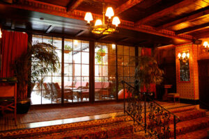 The Bowery Hotel Interior View Towards the Courtyard Through Casement Windows © CMG