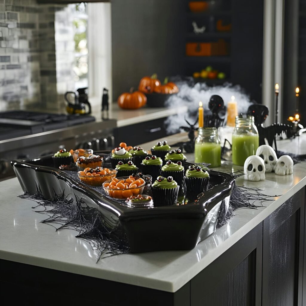 20. Coffin Snack Tray and Haunted Kitchen Display