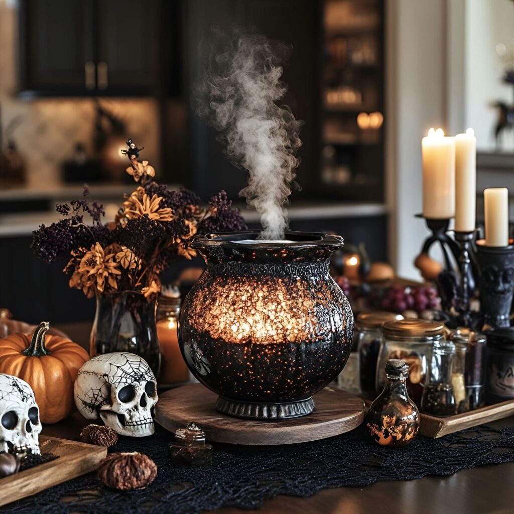 12. Enchanted Cauldron Aroma Station with Essential Oils and Spices