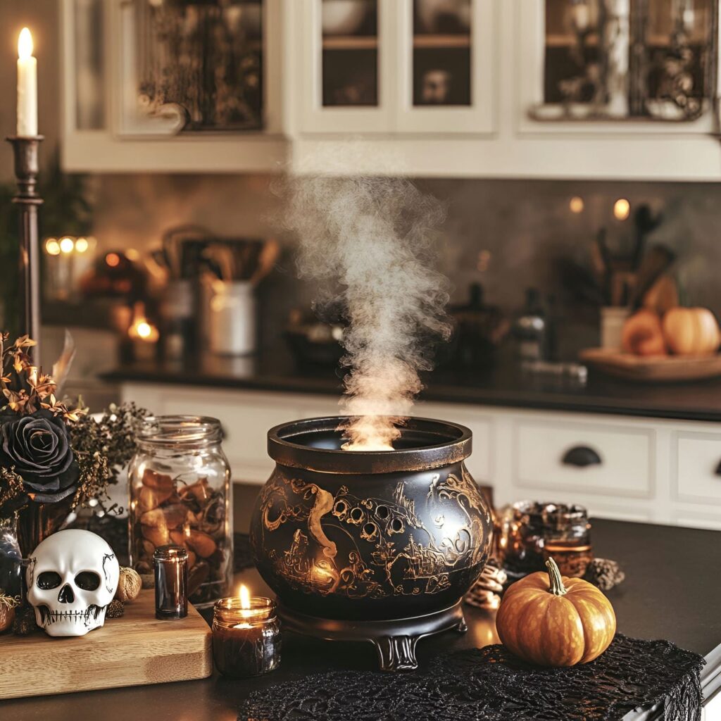 12. Enchanted Cauldron Aroma Station with Essential Oils and Spices