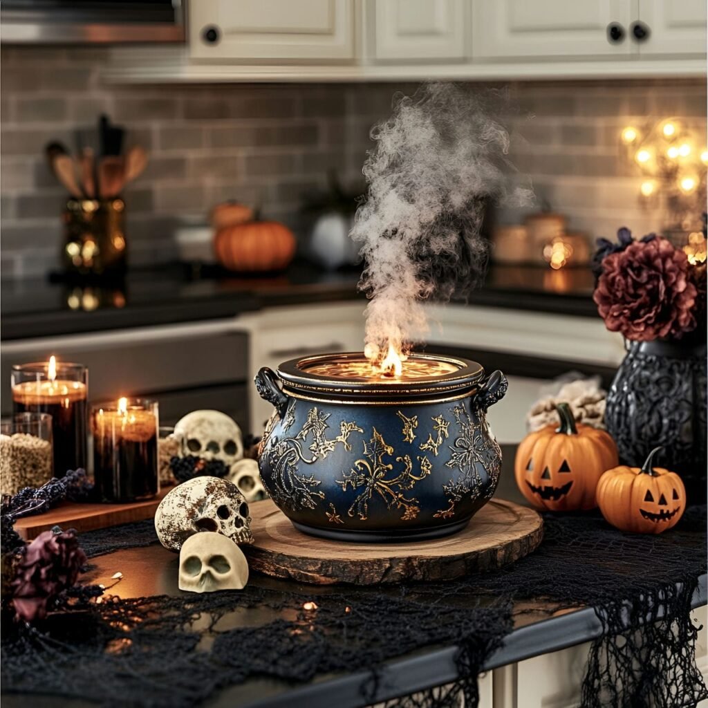 12. Enchanted Cauldron Aroma Station with Essential Oils and Spices