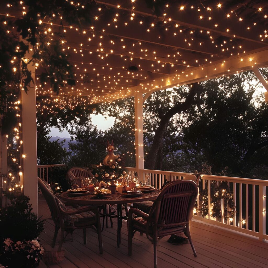 11. Enchanting Fairy Lights with Twinkling Overhead Display