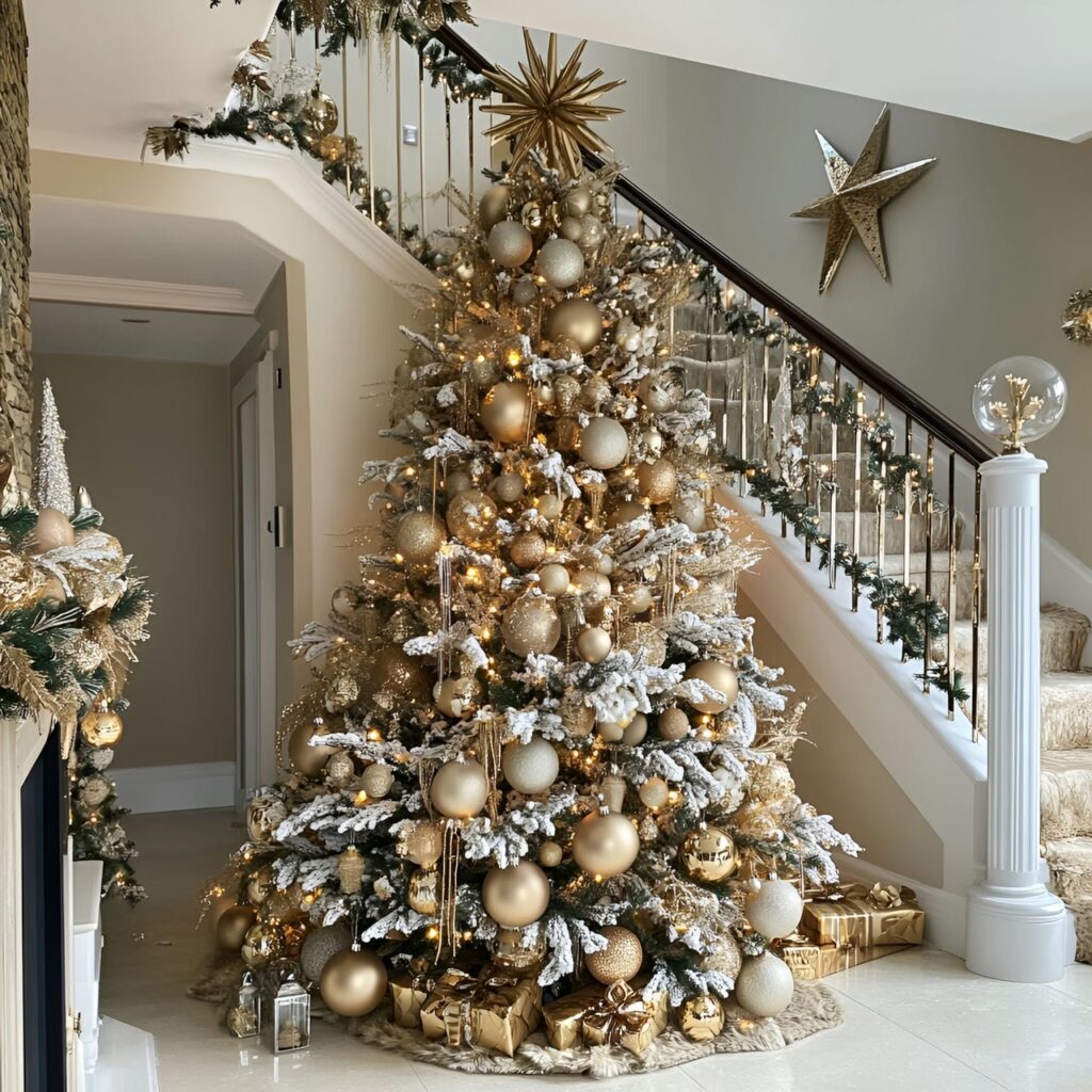 28. Extravagant Gold & Glam Tree with Oversized Baubles