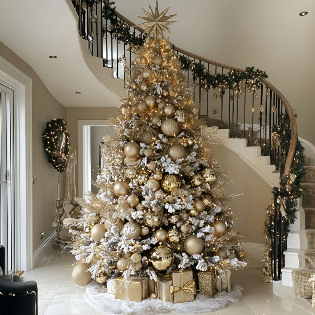 28. Extravagant Gold & Glam Tree with Oversized Baubles