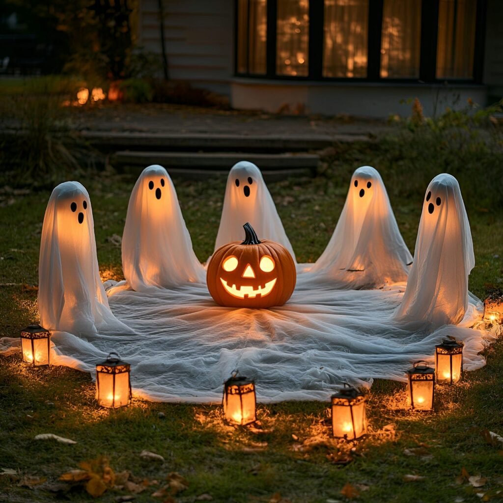 01. Floating Ghost Circle with Jack-o'-Lantern Centerpiece