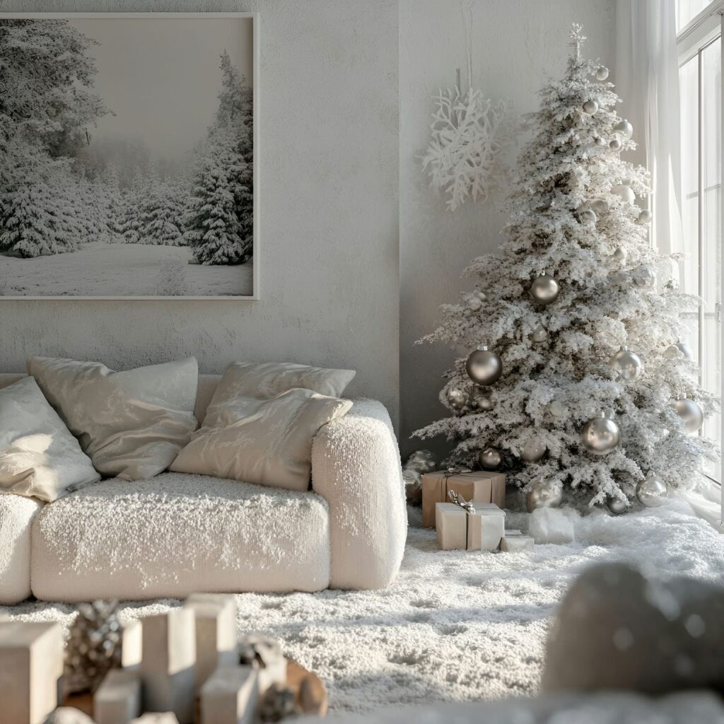 03. Frosted White & Silver Tree with Delicate Snow Finish