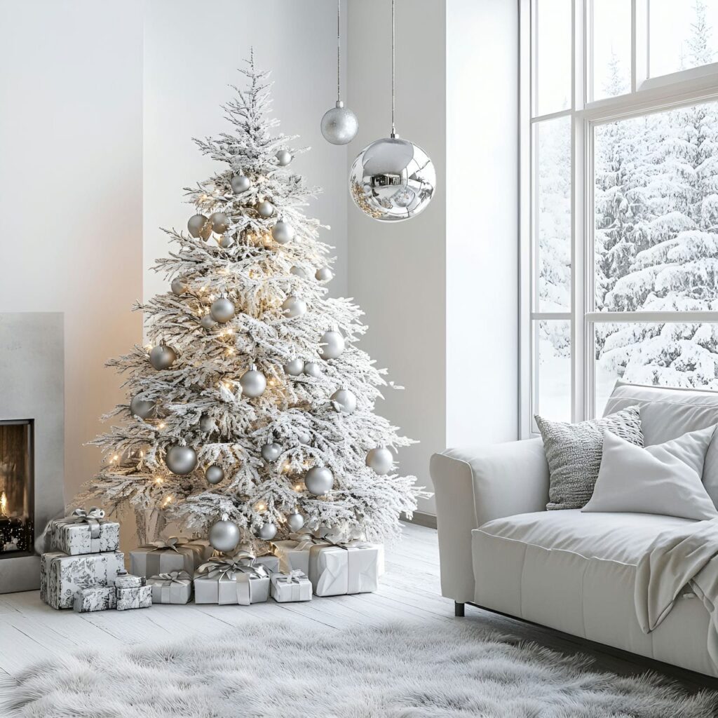 03. Frosted White & Silver Tree with Delicate Snow Finish