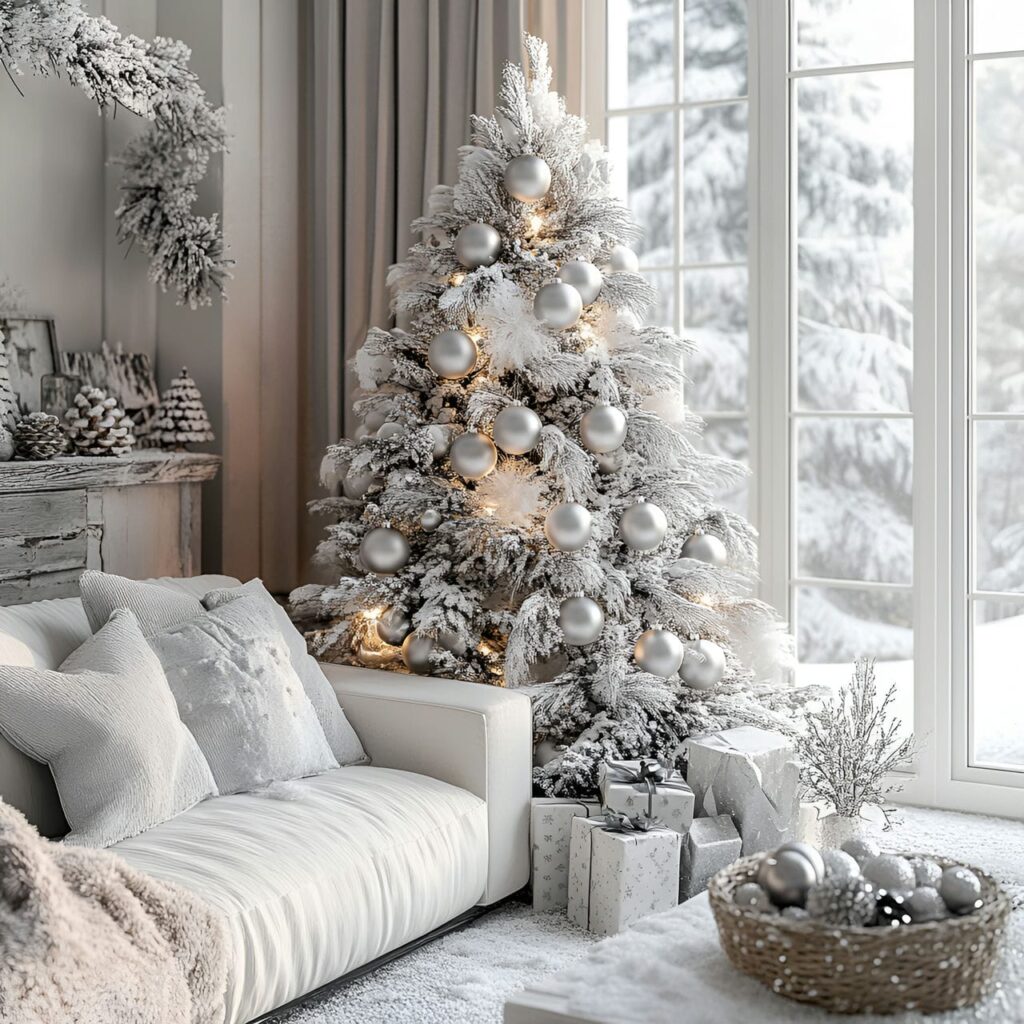 03. Frosted White & Silver Tree with Delicate Snow Finish