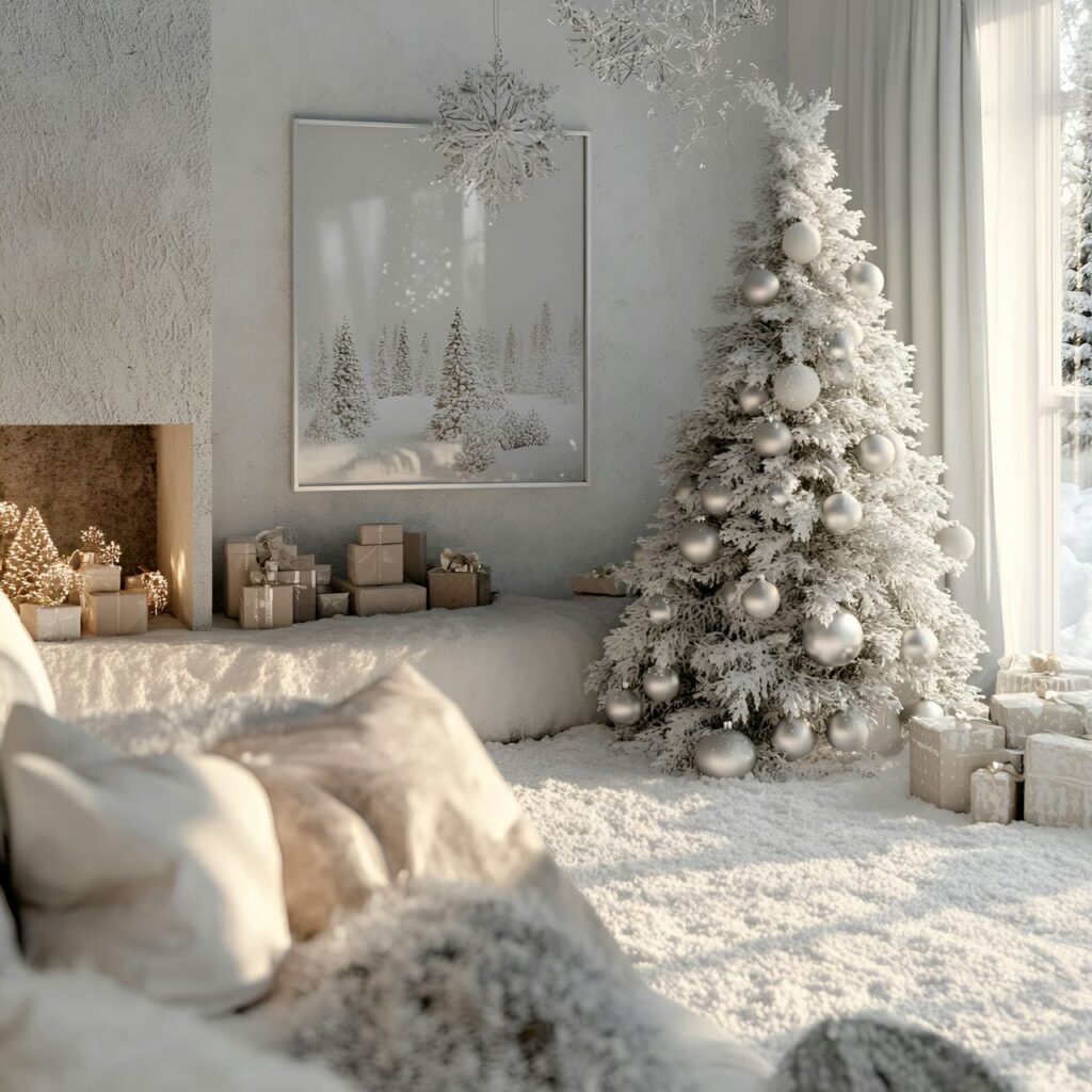 03. Frosted White & Silver Tree with Delicate Snow Finish